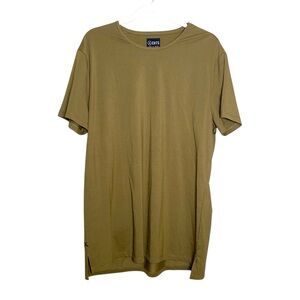 Cuts Split Hem Olive Green Short Sleeve T-Shirt Size X-Large
